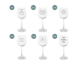 Personalised Wine Glass Engraved, Choose Your Design, Perfect For Anniversary, Wedding Favours, Birthdays, For Him Or Her