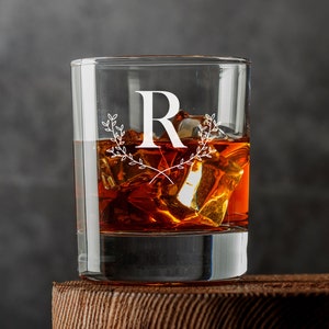 Personalised Whiskey Glass Engraved, Perfect For Wedding Favour, Birthday, Gift For Her, Groomsmen, Choose Your Monogram Design