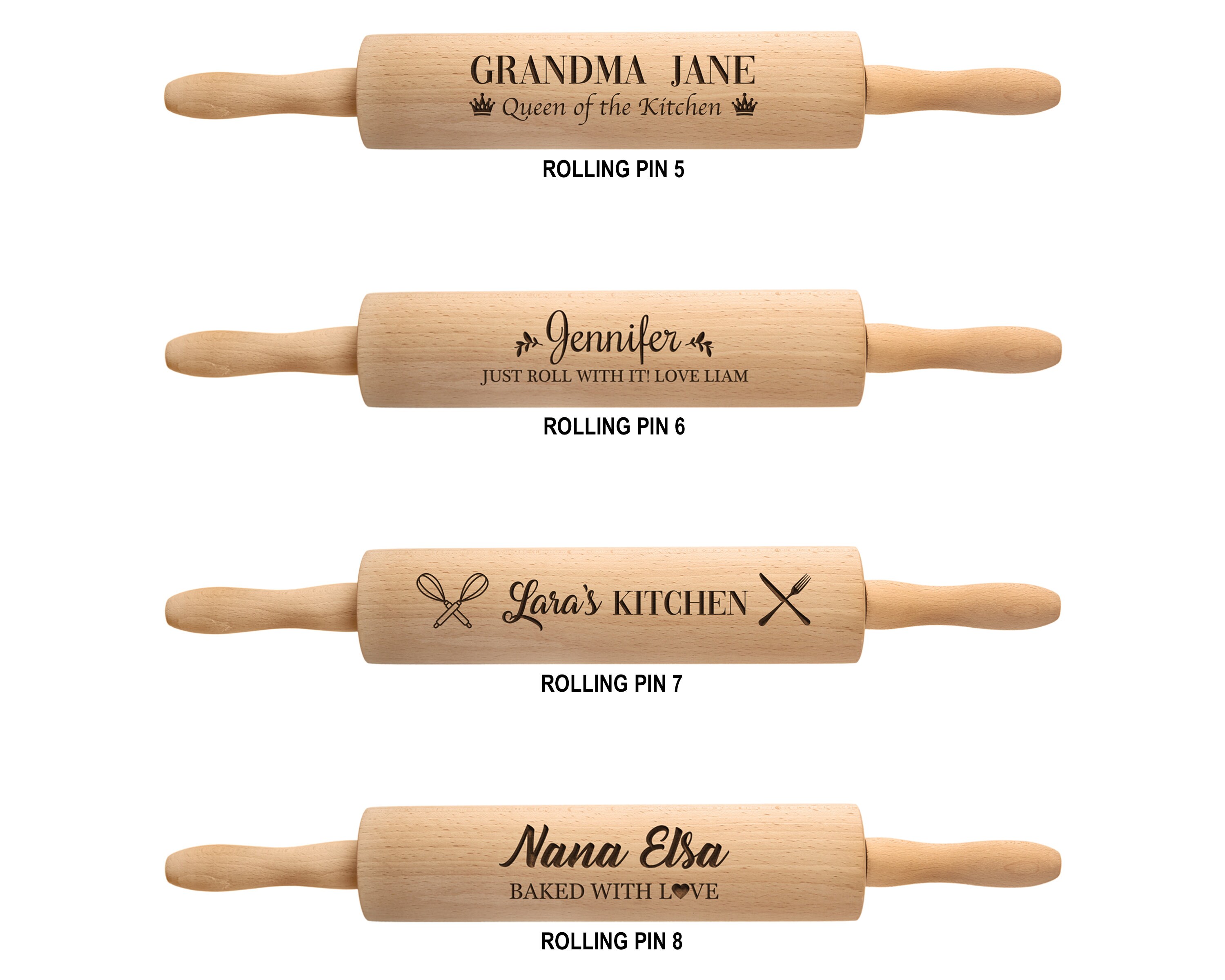 Personalised Rolling Pin Wooden Embossed Engraved Baking Gift Etsy UK