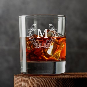 Personalised Whiskey Glass Engraved, Perfect For Wedding Favour, Birthday, Gift For Her, Groomsmen, Choose Your Monogram Design