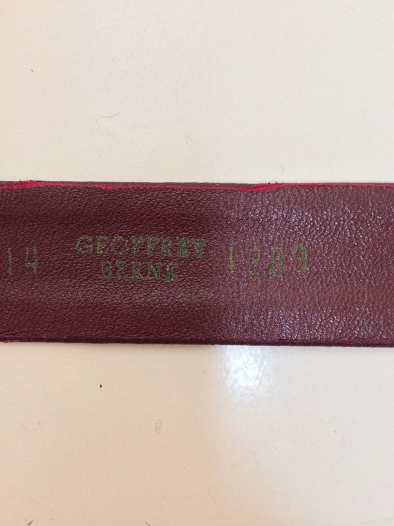 Vintage 70s Geoffrey Beene Leather Belt burgundy … - image 8