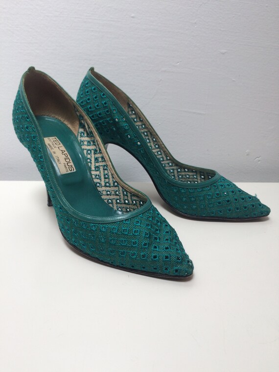 Ted Lapidus Vintage 80s Eyelet Stiletto Heels Leat