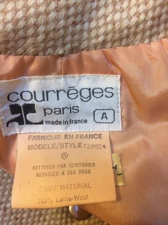 Courreges wool 70s skirt suit camel pink wool siz… - image 8