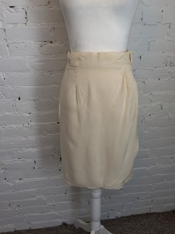 Calvin Klein Vintage 90s Pleated Wrap Skirt Beige 