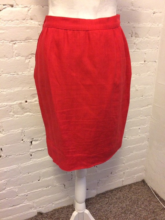 Valentino 80s pencil skirt red linen size 10 - image 4