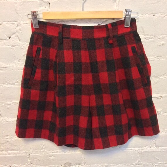 The Limited VTG 80s high waist shorts red wool ch… - image 1