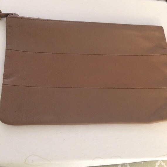 Tano vintage 70s leather clutch bag tan - image 1