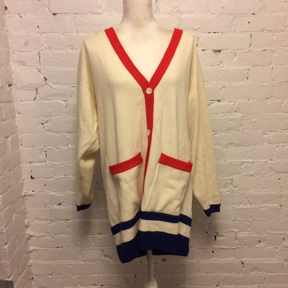 Liz Claiborne Relaxed Cardigan Sweater Color Block M 80s 90s Etsy