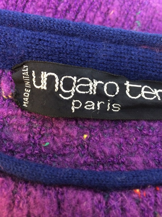Ungaro Vintage 80s Wool Blend Sweater Buttons Pur… - image 7