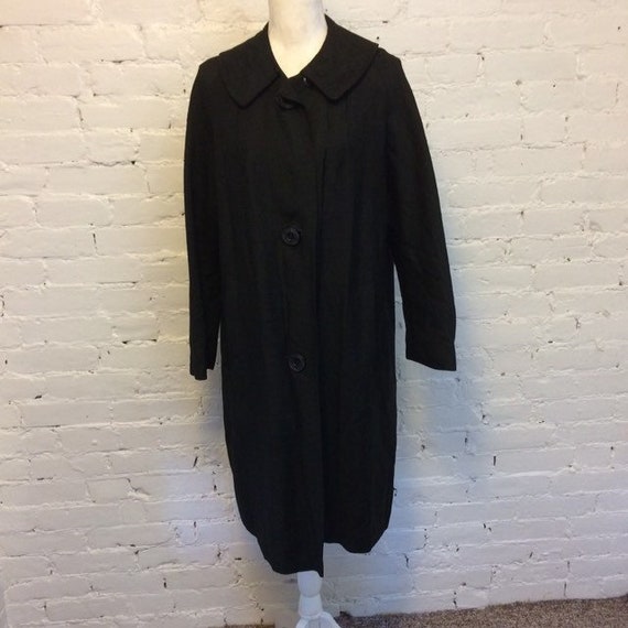 Vintage 60s cotton midi coat black size medium - image 1