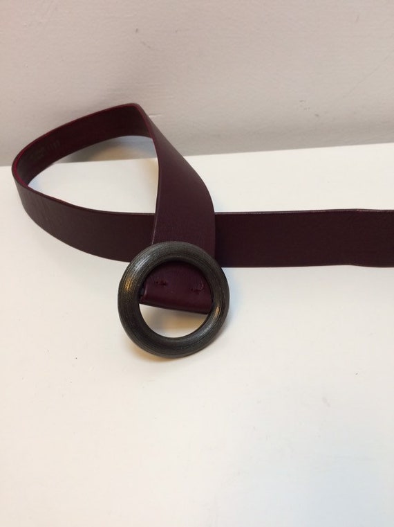 Vintage 70s Geoffrey Beene Leather Belt burgundy … - image 2