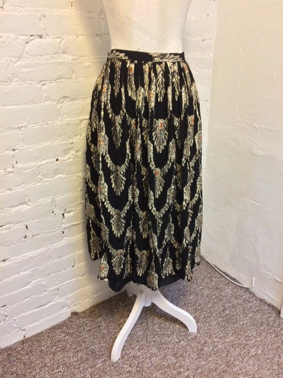 Evan Picone gathered metallic 80s full skirt black