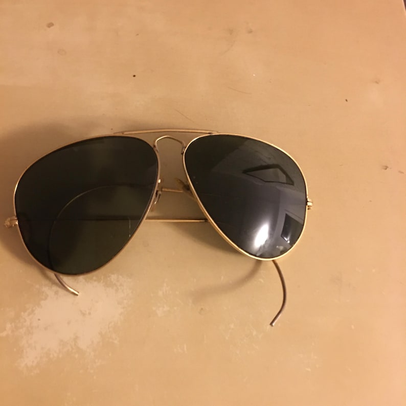 Ray Ban B&L 70s aviator sunglasses gold rim classic usa image 1