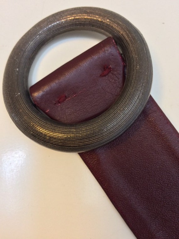 Vintage 70s Geoffrey Beene Leather Belt burgundy … - image 6