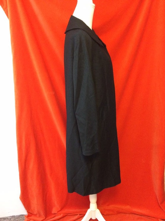 Vintage 60s cotton midi coat black size medium - image 5