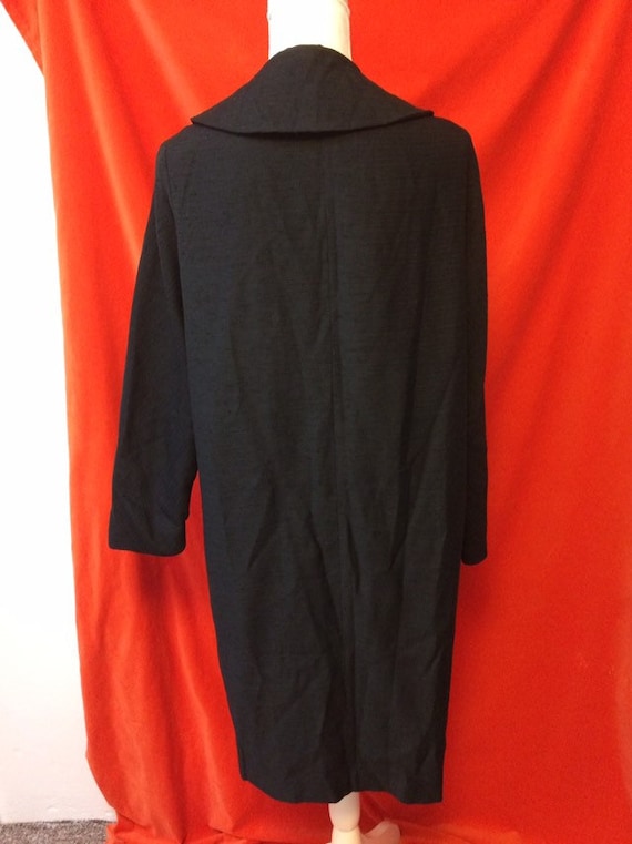 Vintage 60s cotton midi coat black size medium - image 3