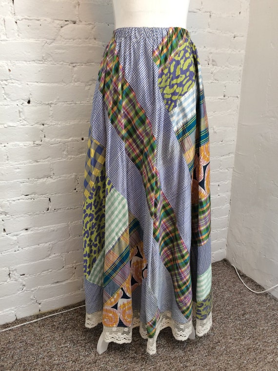 Koos Van Den Akker vintage 80s Patchwork Maxi Skir