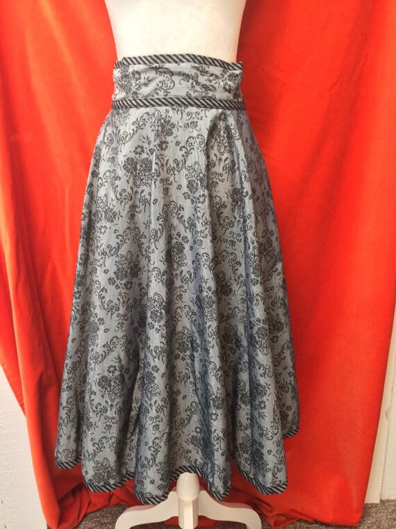 Gunne Sax Jessica McClintock Flared Midi Skirt Gra