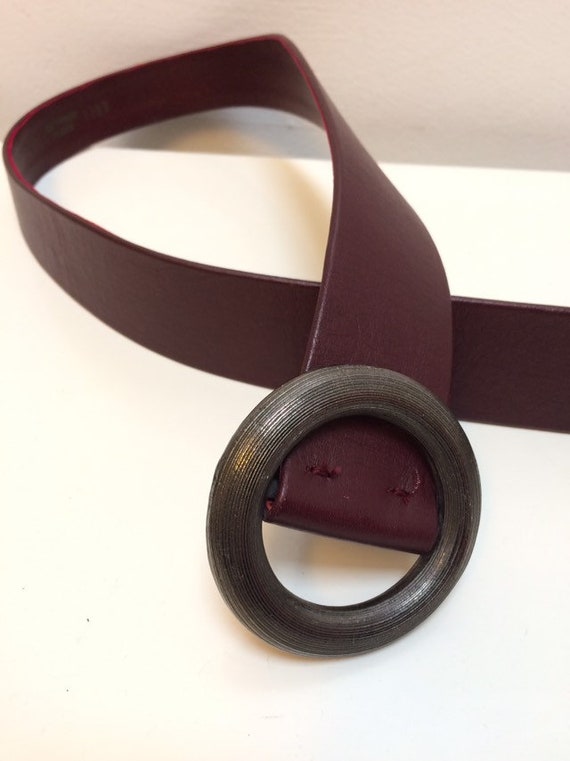 Vintage 70s Geoffrey Beene Leather Belt burgundy … - image 1