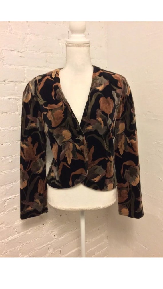 Joseph Magnin 80s Cropped Velvet Jacket Bolero Flo