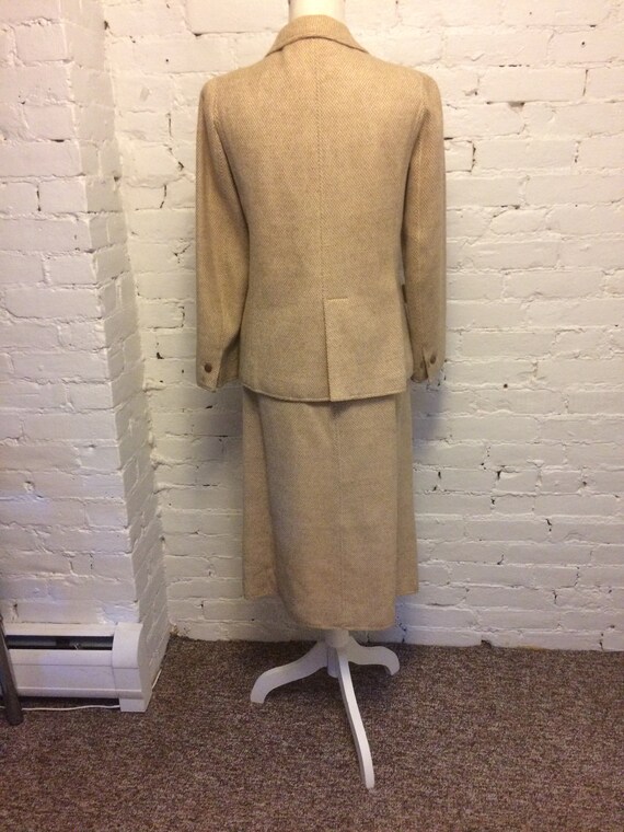 Courreges wool 70s skirt suit camel pink wool siz… - image 7