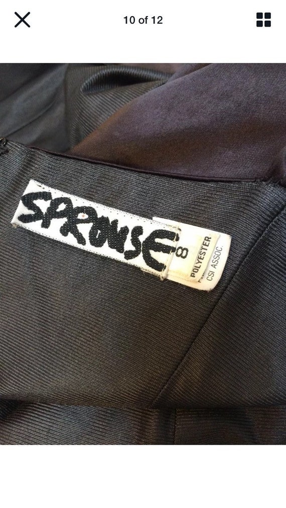 Stephen Sprouse 80s Satin Mini Slip Dress Raisin … - image 10