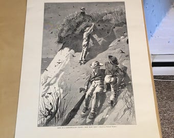 Winslow Homer vintage print raid on a sand swallow colony Harper a weekly 1874