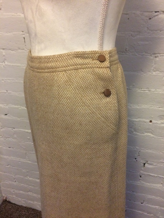 Courreges wool 70s skirt suit camel pink wool siz… - image 9