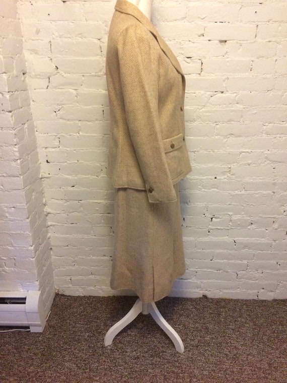 Courreges wool 70s skirt suit camel pink wool siz… - image 5