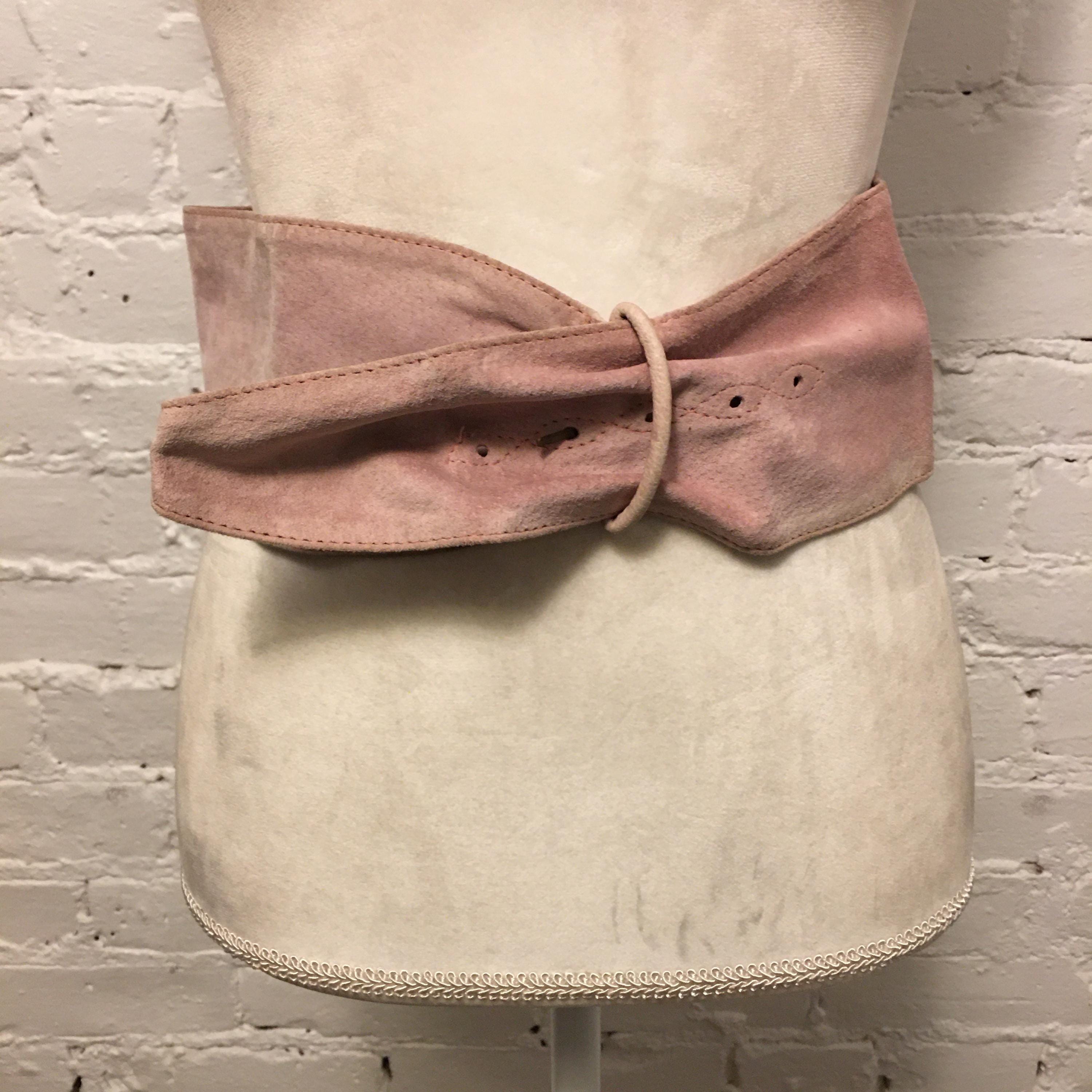 Mulberry Suede Vtg 80s Wide Belt Pink Size 30 - Etsy display picture 1