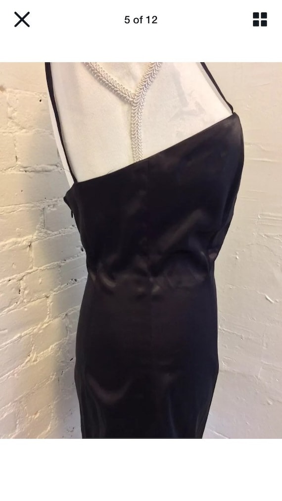 Stephen Sprouse 80s Satin Mini Slip Dress Raisin … - image 3