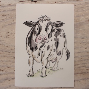 British Friesian Cow | Cartoon Cattle Art Prints | 100% Recycled Paper | A4 Portrait Framable