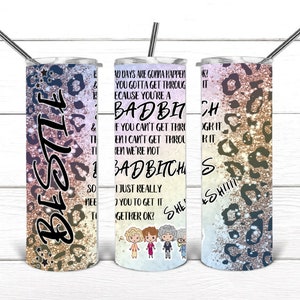 Bestie Saying Tumbler, copo magro de 20 onças, sublimação png Best Friends Bad B