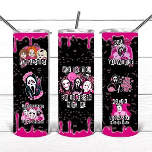 Funny Scream, Plastics, Saw, Jason, Friday 13, Annabelle Tumbler Wrap 20oz Skinny Tumbler, Png Sublimation