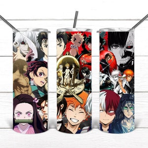 Anime inspirierte Collage 20 Oz Skinny Tumbler, PNG Sublimation