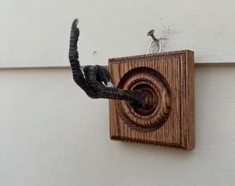 MIDDLE FINGER PHEASANT Foot Finished Oak Rosette Wall Hanger (Real Pheasant Foot)