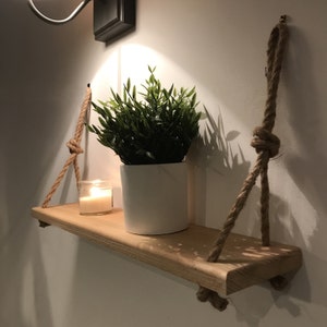 Wooden hanging wall shelf