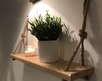 Wooden hanging wall shelf