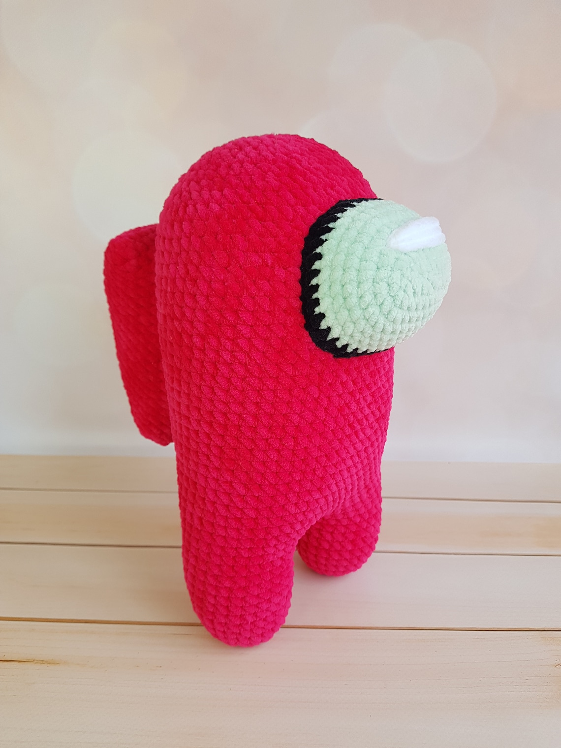 Big Pink Among Us Plush crochet among us toy doll gift for