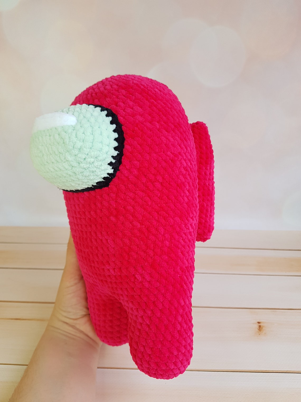 Big Pink Among Us Plush crochet among us toy doll gift for