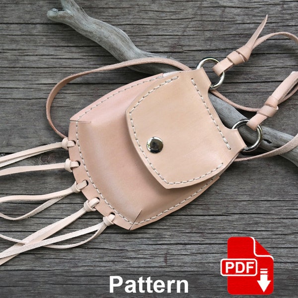 Leather Cute Mini Bag PDF Pattern. Template Small Crossbody Bag. Leather crafting Template.