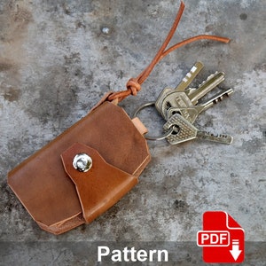 Leather key holder PDF pattern. Leather key pouch. Key bag. Keys cover. Leather crafting template.