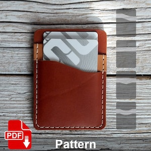 3-Fächer Kartenhalter aus Leder. PDF Schnittmuster. Vorlage Pocket mini Geldbörse. Leder Basteln. 4 Designvarianten.