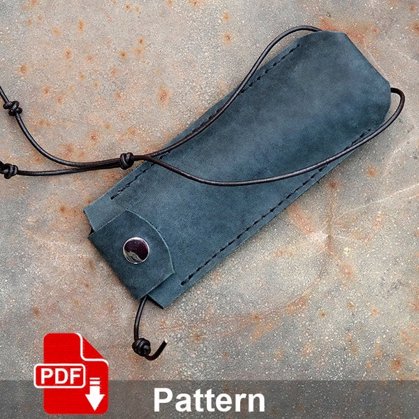 Leather key holder PDF pattern. Leather key pouch for long key. Leather crafting template.