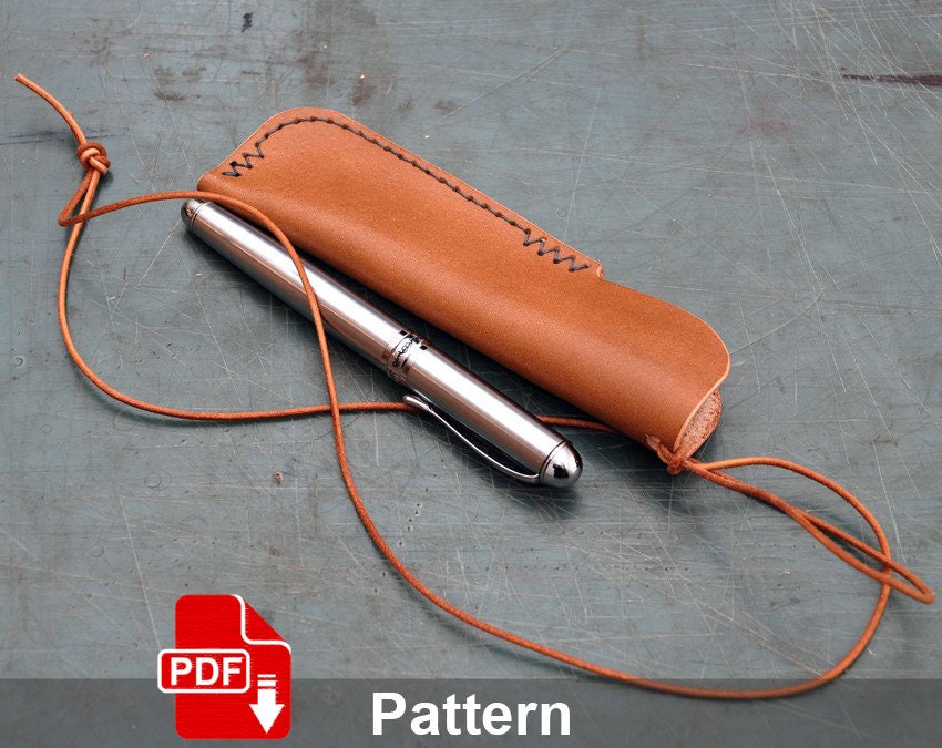 Leather Fountain Pen Holder PDF Pattern. Pen Case Template. Pen Pouch.  Leather Crafting Tutorial. 