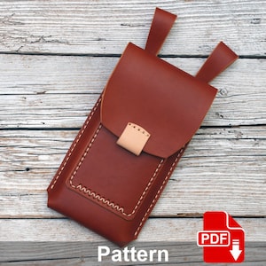 Leather Phone Holster. Leather PDF pattern. Mobile Phone holder. Mini bag. Leather Crafting Template.