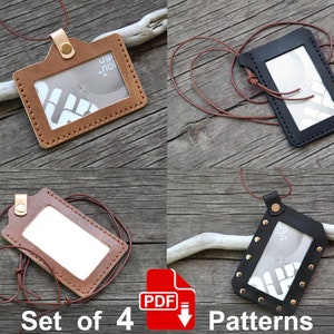 Set mit 4 Mustern für Ausweishüllen. Leder Ausweishülle PDF Template.