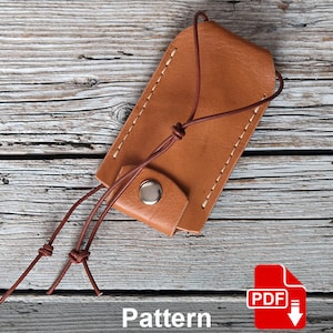 Leather key holder PDF pattern. Leather key pouch. Leather crafting template.
