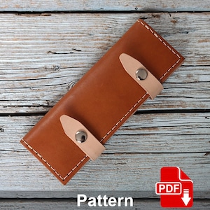 Porta carte SD SDHC da 8 х in pelle, modello PDF. Modello di titolare della carta. Progetto di lavorazione della pelle.