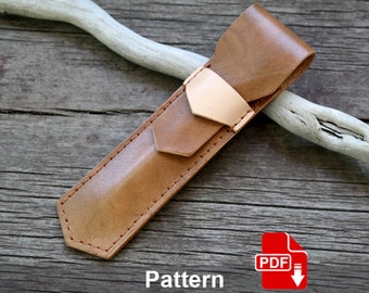 Leather pen holder. Simple Pencil case PDF pattern. Pen pouch Template. Leather crafting template.